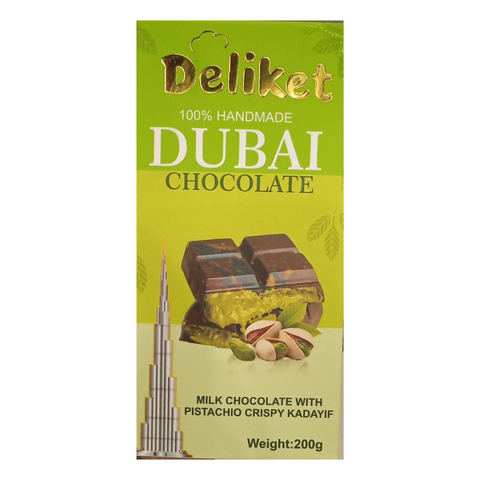 Deliket Dubai Chocolate Milk Chocolate with Pistachio Crispy Kadayif, 200g
