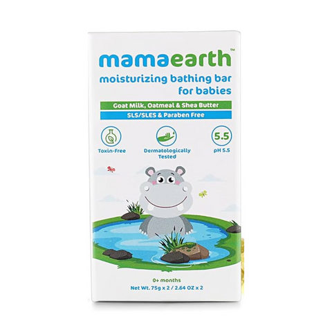Mama Earth Moisturizing Bathing Bar For Babies Goat Milk, Oatmeal & Shea Butter, 2x75g