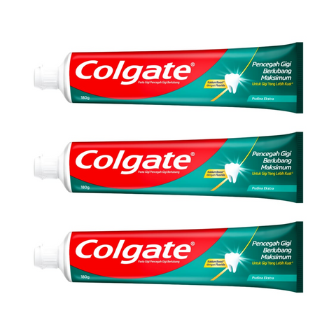 Colgate Pencegah Gigi Berlubang Maksimum Pudina Ekstra Toothpaste, 3x180g