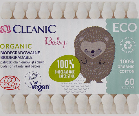 Cleanic Baby ECO Organic Cotton Buds 60 pcs, for infants & babies
