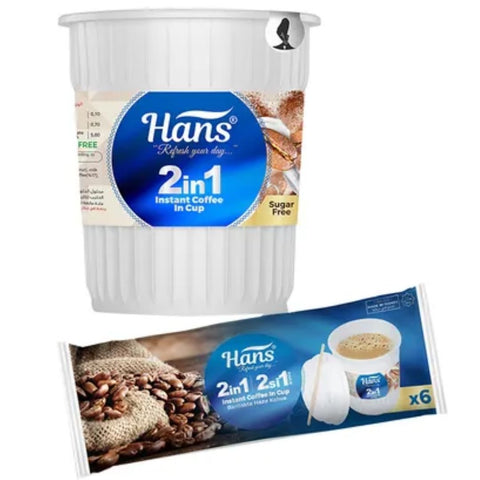 Hans 2 In 1 Instant Coffee In Cup, 6 x 20g