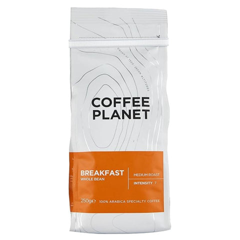Coffee Planet Breakfast Whole Coffee Beans Medium Roast, 250 g
