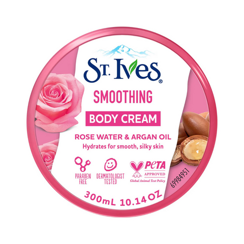 St. Ives Smoothing Body Cream Rose Water & Argan Oil, 300ml