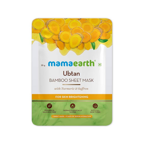 Mamaearth Ubtan Bamboo Sheet Mask with Turmeric & Saffron, 25g