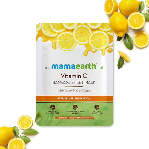 Mamaearth Vitamin C Bamboo Sheet Mask with Vitamin C & Honey, 25g