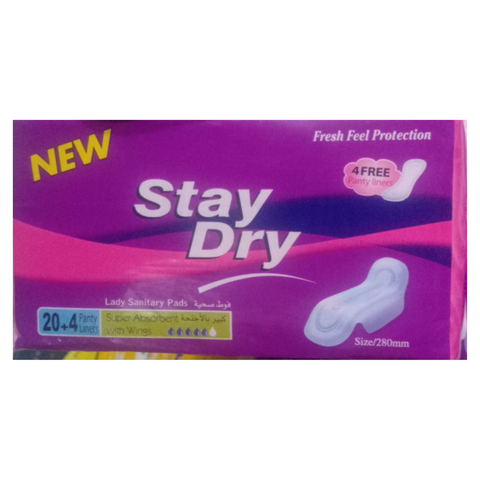 Stay Dry Super Absorbent with Wings Lady Sanitary Pads, 24pcs