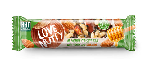 Almond Crispy Bar With Honey & Collagen 12x40g, Love Nutty