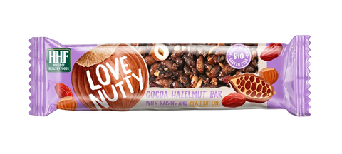Cocoa Hazelnut Bar With Raisins 12x40g, Love Nutty