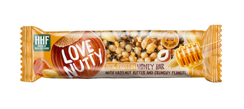 Honey Bar With Hazelnut Butter And Crunchy Peanuts 12x40g, Love Nutty