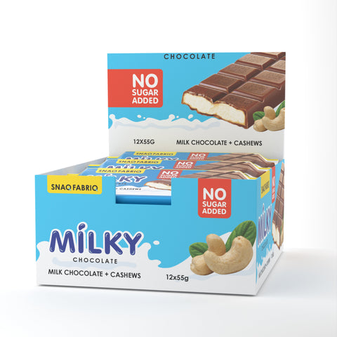 Snaq Fabriq Milky Chocolate Bar with Milk Chocolate and Cashews 55g Pack of 12