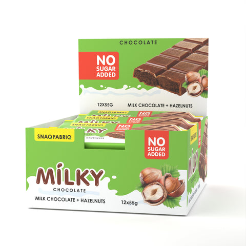 Snaq Fabriq Milky Chocolate Bar with Milk Chocolate and Hazelnuts 55g Pack of 12