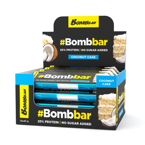 Bombbar Chocolate Covered Protein Bar with Coconut Cake Flavor 40g Pack of 12