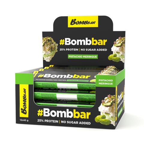 Bombbar Chocolate Covered Protein Bar with Pistachio Meringue 40g Pack of 12