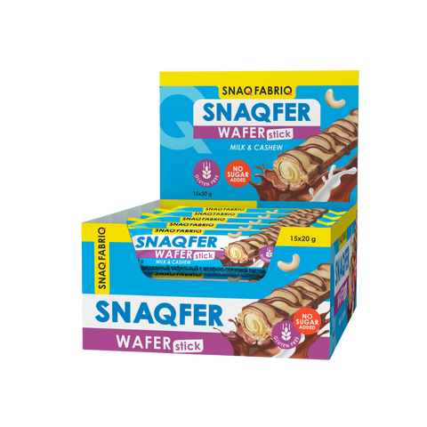 Snaq Fabriq Snaqfer Wafer Stick With Milk And Cashew Gluten Free And No Sugar Added 15X20G