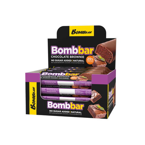 Bombbar Chocolate Covered Protein Bar with Chocolate Brownie Flavor 40g Pack of 12