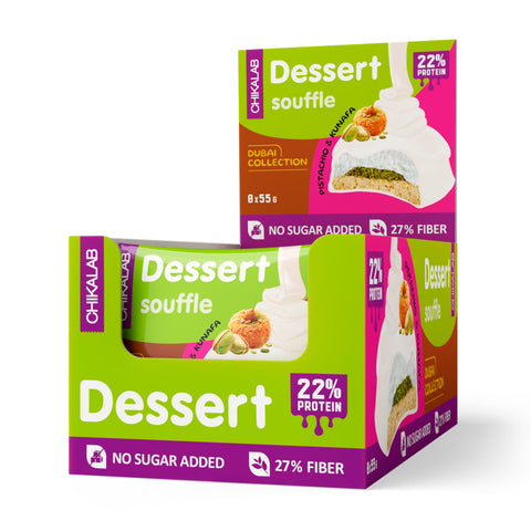 Chikalab Protein Dessert Souffle Pistachio & Kunafa Dubai Collection No Sugar Added 8X55G