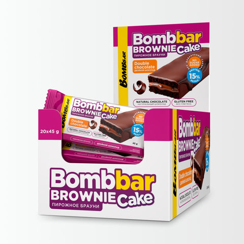 Bombbar Protein Brownie Cake Double Chocolate Filling Gluten Free And No Sugar Added 20X45G