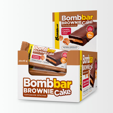 Bombbar Protein Brownie Cake Creamy Caramel Filling Gluten Free And No Sugar Added 20X45G
