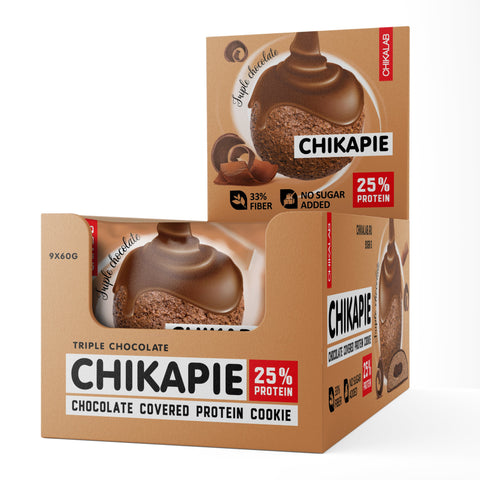 Chikalab Chikapie Chocolate Covered Protein Cookie with Triple Chocolate 60g Pack of 9