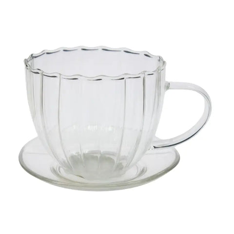 Glass Cup 440 Ml And Saucer Set