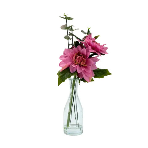 Artificial Flower With Glass Bottle