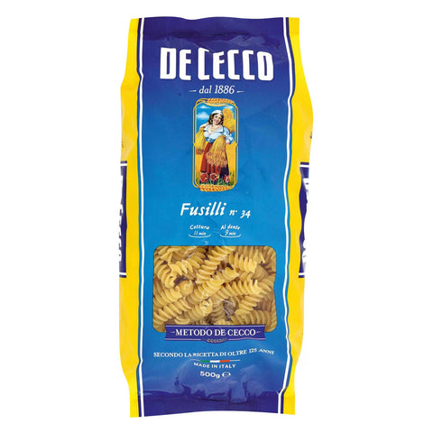 De Cecco Fusilli Number 34 Pasta, 500g