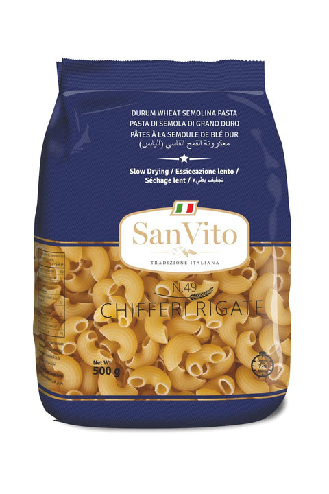 San Vito Durum Wheat Pasta Chifferi Rigati N.49 500 g