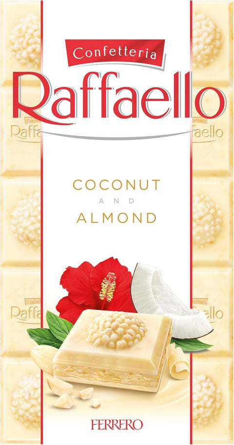 Raffaello Coconut & Almond White Chocolate Bar, 100g