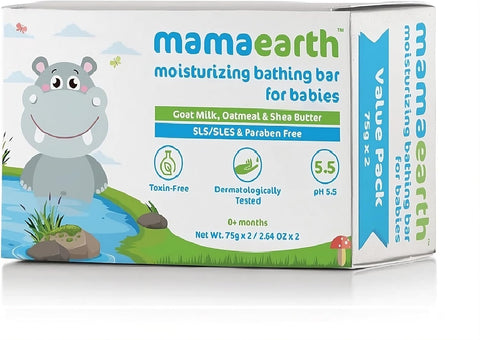 Mama Earth Moisturizing Bathing Bar For Babies 2x75 value pack