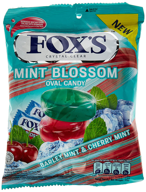 Fox's Crystal Clear Mint Blossom Oval Candy Barley Mint & Cherry Mint, 125g