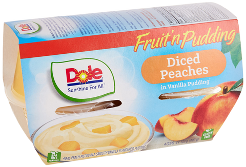 Dole Fruit Bowl Peaches In Vanilla Pudding 4 x 123g
