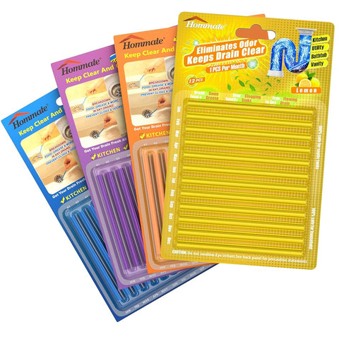Drain sticks, 12 pcs, HOMESTAR, Lemon