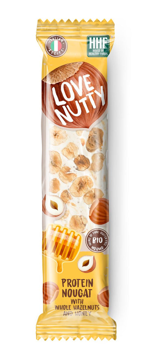 Protein Nougat With Whole Hazelnuts And Honey 12x80g, Love Nutty