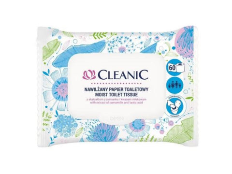 Cleanic Flushable Wet Toilet Wipes 60