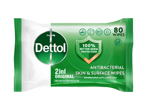 Dettol 2-in-1 Wipes (80 pcs)