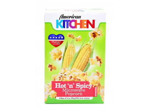 American Kitchen Microwave Popcorn Hot & Spicy 12x3x3 Oz