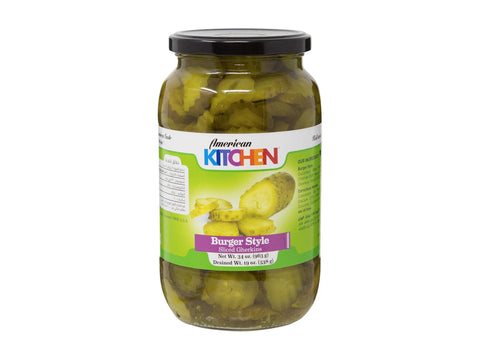 American Kitchen Burger Styled Sliced Gherkins 12x34 Oz