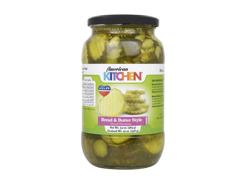American Kitchen Sliced Gherkins B&B Style 12x34 Oz