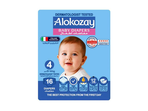 Alokozay Baby Diapers Size 4 8-14kg, 16 diapers