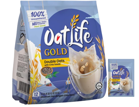 OatLife, Double Oats with Chia Seeds, 12 sachets x 32g