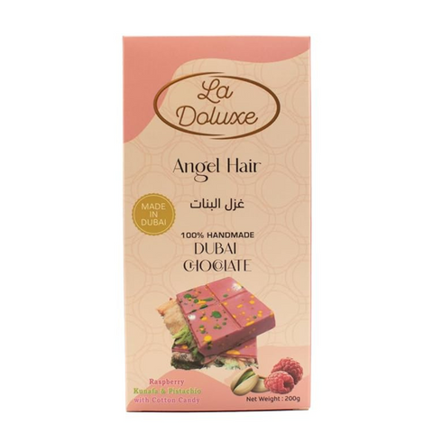 La Doluxe Angel Hair Dubai Chocolate Raspberry Kunafa & Pistachio with Cotton Candy, 200g