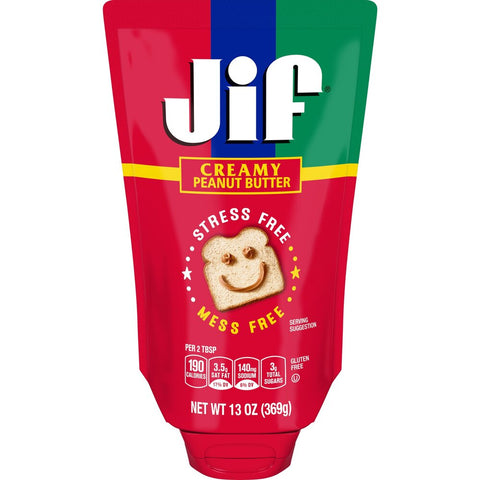 Jif Creamy Peanut Butter Squeeze Pouch 368g